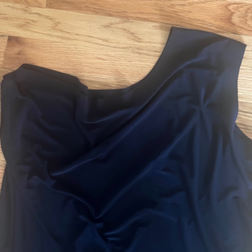 Norma Kamali Drop Asymmetric Shoulder A-line Long Navy Dress Size Medium - Picture 12 of 12